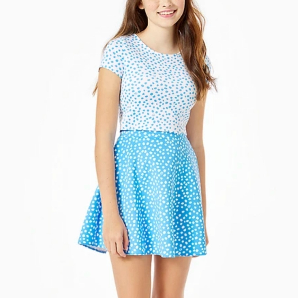 Lilly Pulitzer Girls Thelma Set Size 10 Zanzibar Blue Lilly’s Dot.